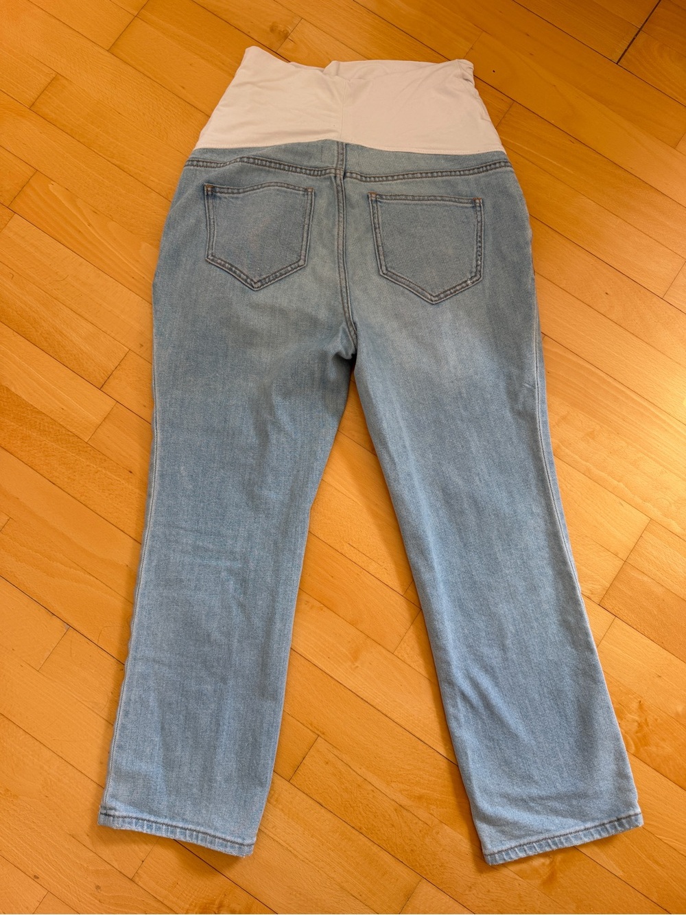 Hatch Light Blue Maternity Straight-Leg Jeans with White Panel - Picture 2 of 5